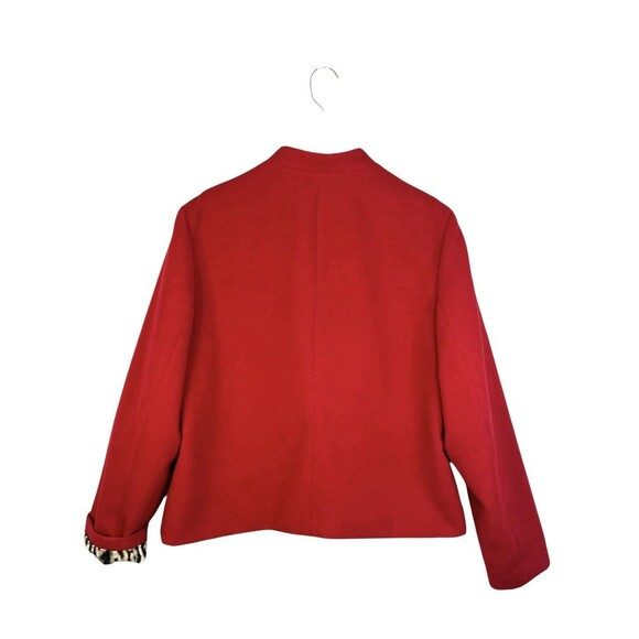 Chico’s Everyday Solid Pointe Red Animal Print Lined Jacket Size 2 Business - Picture 4 of 9